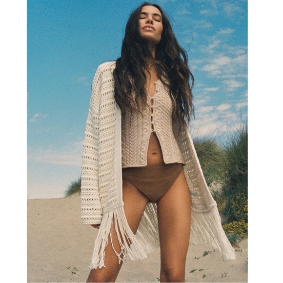 Zara FRINGED KNIT JACKET - Picture 1 of 4